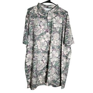 Kaipar Polo Shirt Mens XXL Green Maui Camo Floral Hawaiian Performance Golf